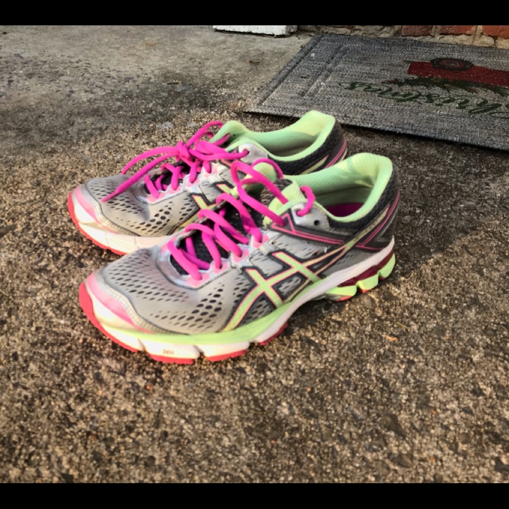 Asics DuoMax GT-1000 Running Shoes Women's Size 9 Gray Pink Green T5A7N NICE!!